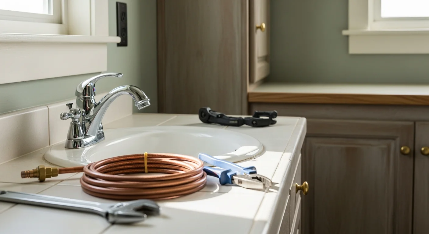 Professional plumber working on residential plumbing system
