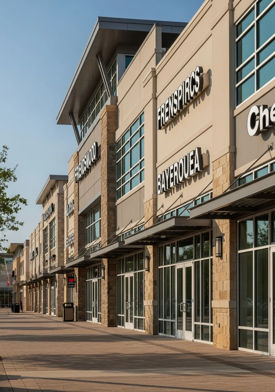Friendswood Texas commercial area near Baybrook Mall with modern businesses