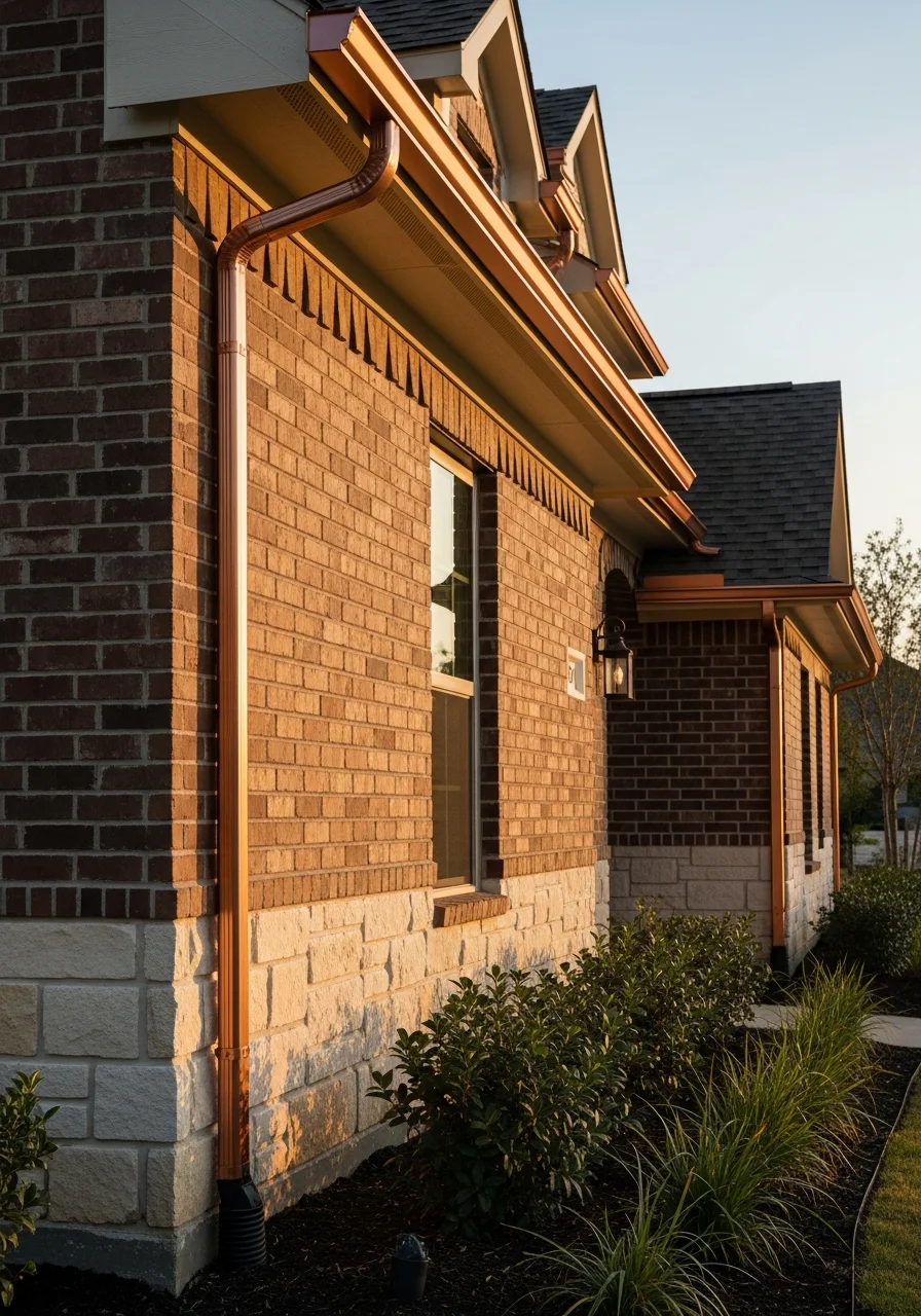 Detail of a Houston home's exterior showing quality materials suited to the local climate.