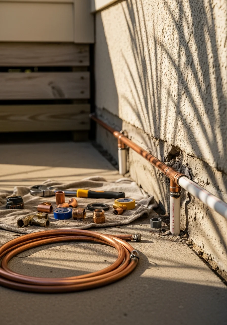 Coastal plumbing repair work on Jamaica Beach residential property